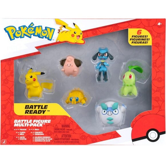 Pokémon 6-Pack Battle Figures, 2” Pikachu, Joltik, Riolu, Cleffa Set - Picture 2 of 4